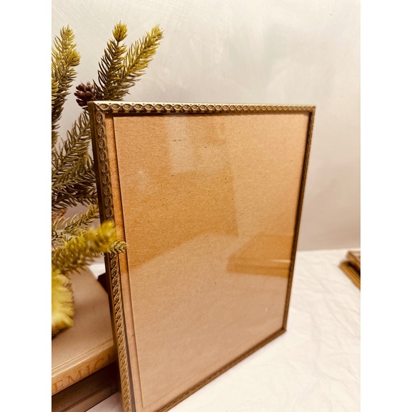 art deco stamped brass frame 8x10 helix pattern brown back - Picture 2 of 6